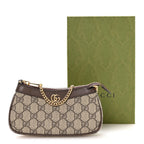 GG Supreme Monogram Textured Dollar Calfskin Mini Ophidia Chain Bag Beige Ebony
