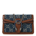 New Denim GG Monogram Dollar Calfskin Enamel Super Mini Dionysus Shoulder Bag Blue Tea Cuir Epilog Electric Blue