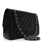 Caviar Quilted Jumbo Double Flap Black