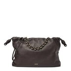 Mellow Nappa Donut Chain Large Flamenco Knot Clutch Dark Brownie