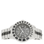 Stainless Steel Diamond Sapphire 33mm Christal Quartz Watch Black