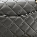 Lambskin Quilted Mini Rectangular Flap Dark Grey