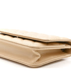 Caviar Quilted Wallet on Chain WOC Beige