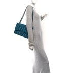 Lambskin Quilted Jumbo Double Flap Turquoise