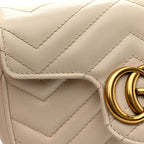 Calfskin Matelasse Super Mini GG Marmont Shoulder Bag White