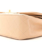 Caviar Quilted Medium Double Flap Beige