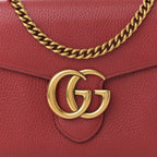 Calfskin GG Marmont Chain Wallet Vulcanic Red