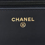 Denim Quilted CC Turnlock Wallet On Chain WOC Dark Blue Orange