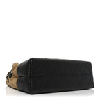 Suede Calfskin Shiny Lambskin Quilted Small Coco Base Shopping Bag Beige Black