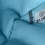 Lambskin Quilted Medium Double Flap Light Blue