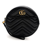 Calfskin Matelasse GG Marmont Round Wrist Wallet Black