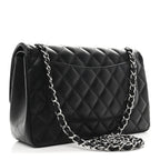 Lambskin Quilted Jumbo Double Flap Black