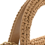 Braided Raffia Nano Kelly Flap Bag Dark Beige