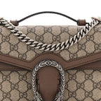 GG Supreme Monogram Textured Dollar Calfskin Top Handle Dionysus Shoulder Bag Beige Ebony New Acero