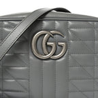Calfskin Matelasse Aria Small GG Marmont Chain Shoulder Bag Deep Grey