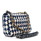 Tweed Quilted Medium Chanel 19 Flap Ecru Navy Blue Multicolor