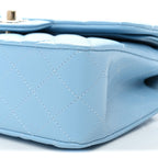 Caviar Quilted Small Double Flap Light Blue