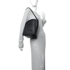 Grained Calfskin Medium N/S Hook Tote Black