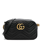 Calfskin Matelasse Small GG Marmont Chain Shoulder Bag Black