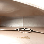 Iridescent Caviar Quilted Jumbo Double Flap Beige