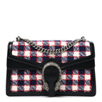 Vintage Tweed Check Small Dionysus Shoulder Bag White Hibiscus Red Marine