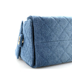 Washed Denim Quilted Small Chanel 25 Handbag Blue