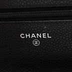Caviar Quilted Wallet on Chain WOC Black
