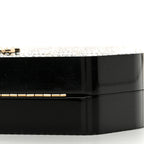 Plexiglass Crystal Quilted Minaudiere Clutch Black White