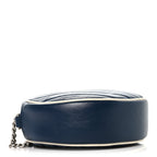 Azalea Calfskin Matelasse Diagonal Mini Torchon GG Marmont Round Shoulder Bag Blue Agata Mystic White