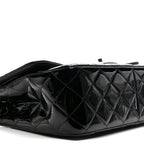 Patent Quilted Jumbo Double Flap Black