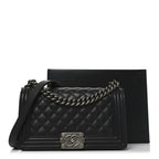 Calfskin Quilted Medium Boy Flap Black