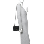 Lambskin Quilted Mini Rectangular Flap Black