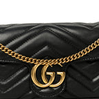 Calfskin Matelasse Super Mini GG Marmont Shoulder Bag Black