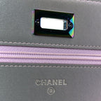 Iridescent Lambskin Quilted Reissue Wallet On Chain WOC Light Purple