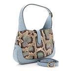 Snakeskin Ostrich Calfskin Small Jackie 1961 Hobo Blue Multicolor