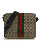 GG Supreme Monogram Web Flap Messenger Bag Black