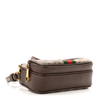 GG Supreme Monogram Textured Dollar Calfskin Web Mini Ophidia Convertible Shoulder Bag Beige Ebony New Acero