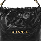 Shiny Calfskin Quilted Small Chanel 22 Black
