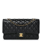 Caviar Quilted Medium Double Flap Black