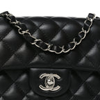 Lambskin Quilted Mini Rectangular Flap Black
