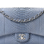 Snakeskin Jumbo Double Flap Light Blue