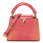 Metallic Lizard Capucines Mini Fuchsia Gold