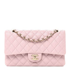 Caviar Quilted Medium Double Flap Light Pink