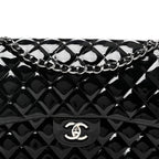 Patent Quilted Jumbo Double Flap Black