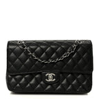 Caviar Quilted Medium Double Flap Black