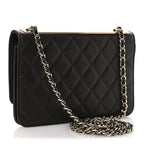 Lambskin Quilted Trendy CC Wallet On Chain WOC Dark Brown