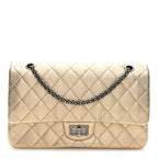 Metallic Aged Calfskin Quilted 2.55 Reissue 227 Flap Pale Gold