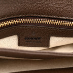 GG Supreme Monogram Textured Dollar Calfskin Web Medium Blondie Top Handle Shoulder Flap Bag Beige Ebony New Acero