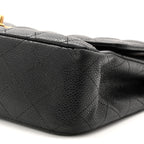 Caviar Quilted Medium Double Flap Black