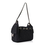 Denim Quilted Mini Chanel 25 Handbag Dark Blue